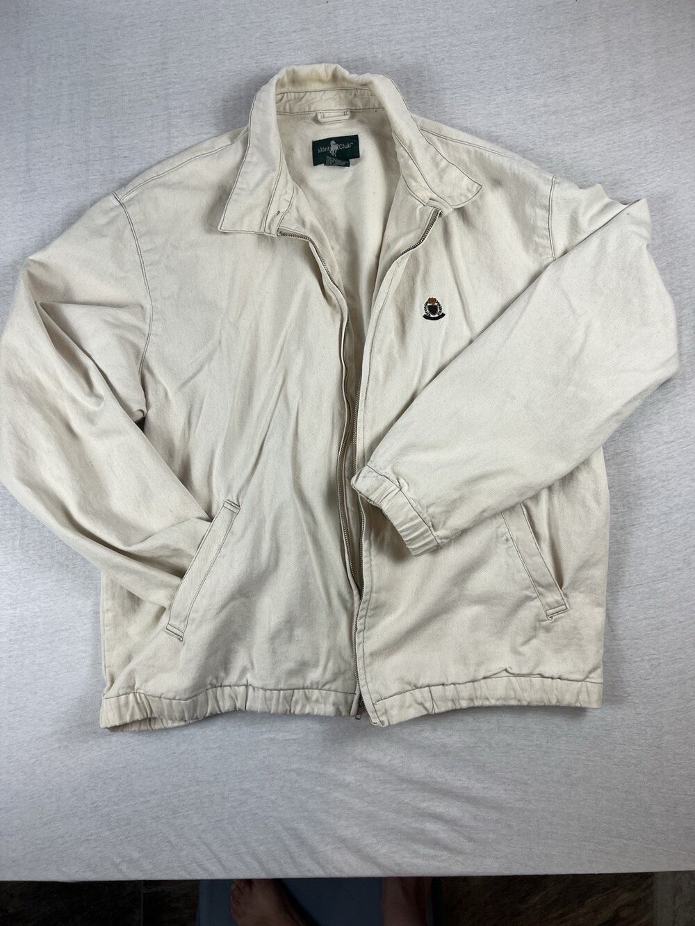 Vintage Hunt Club Harrington Jacket 2XLT Beige Canvas Cotton Zip Up 80s/90s